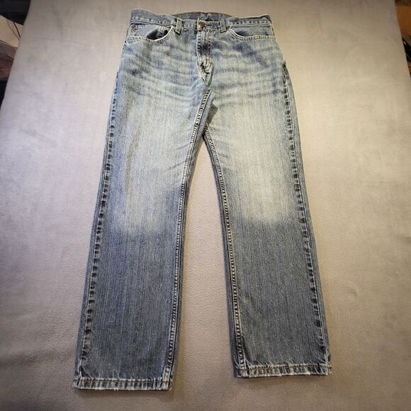 Levis 559 Mens 34x29 Relaxed Fit Straight Leg Blue Denim Distressed Jeans - Picture 1 of 10